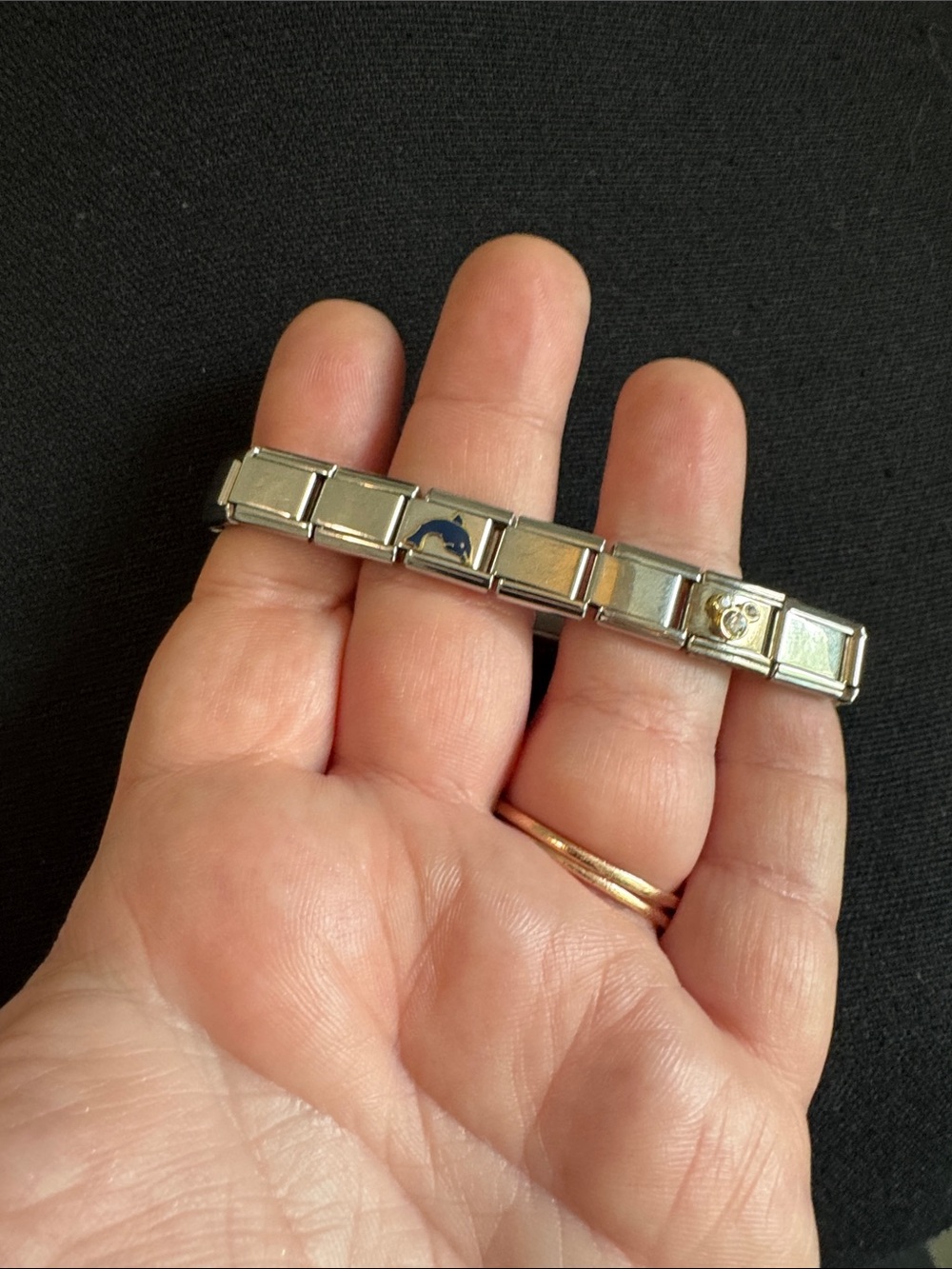Vintage Italian Charm Bracelet Modular Link Disney Mickey Dolphin Y2K